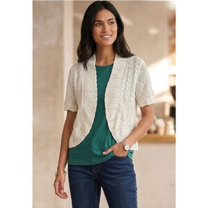 Perceptions White Open-Knit bolero /Shrug size S